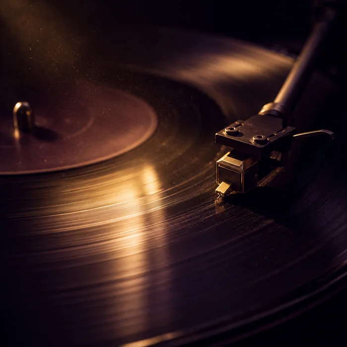 Disco de vinil com a agulha parada no mesmo sulco